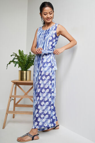Round Neck Jumpsuit, Indigo, image 1